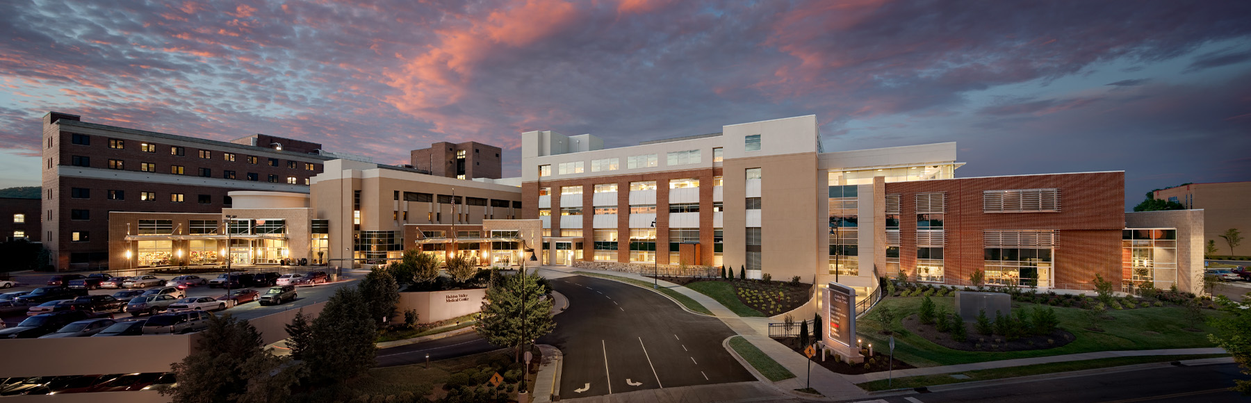 Holston Valley Medical Center Exterior Aerial Photo at Twilight