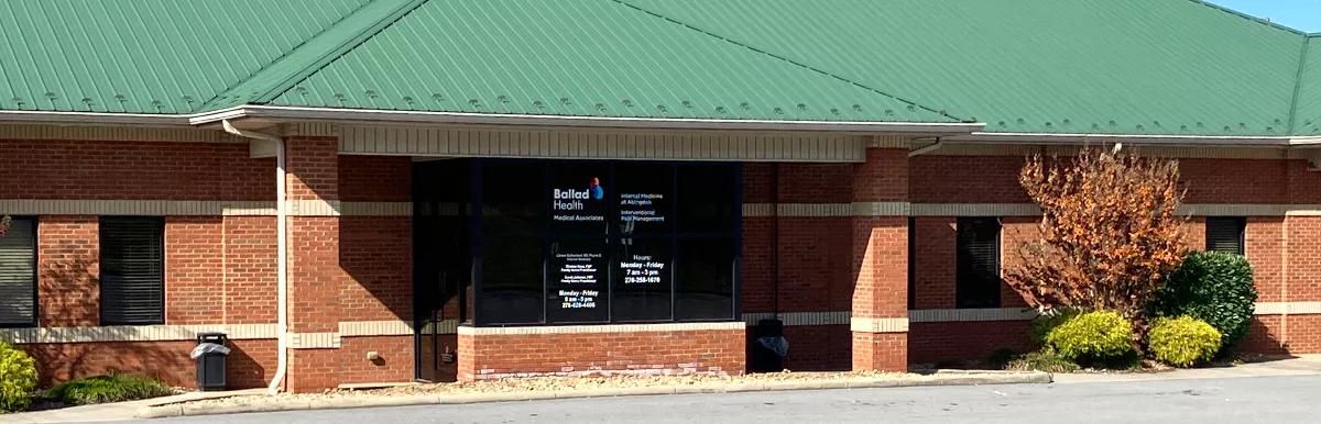 BHMA Pain Management Clinic exterior brick building front entrance